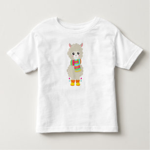 Camiseta De Bebé Cute Llama, Pequeña Llama, Alpaca, Llama Con Scarf