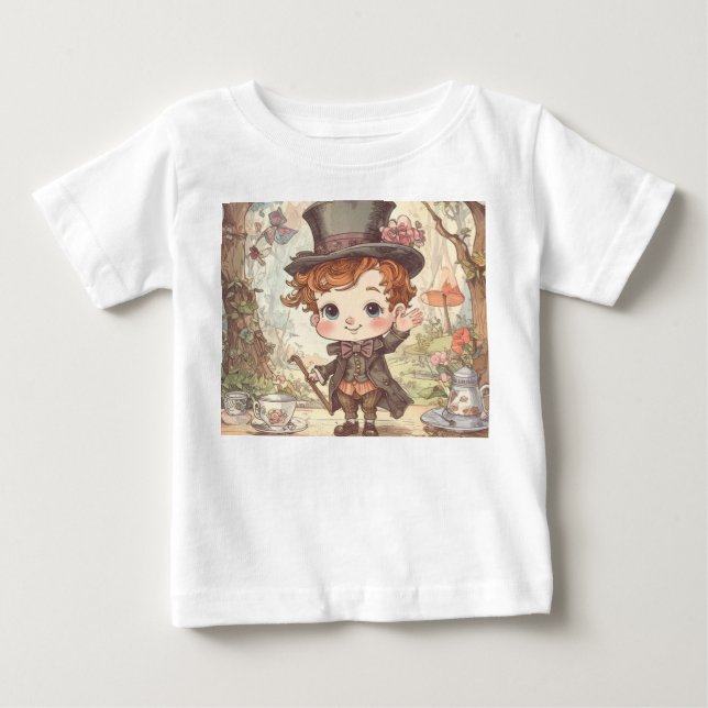 Camiseta De Bebé Cute Mad Hatter Whimsical Wonderland Woodland Art (Anverso)