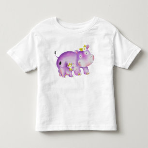 CAMISETA DE BEBÉ CUTE MAMA Y BEBÉ PURPLE HIPPO CON DAISIS