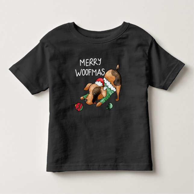 Camiseta De Bebé Cute Merry Woofmas Navidad Perro Navideño (Anverso)