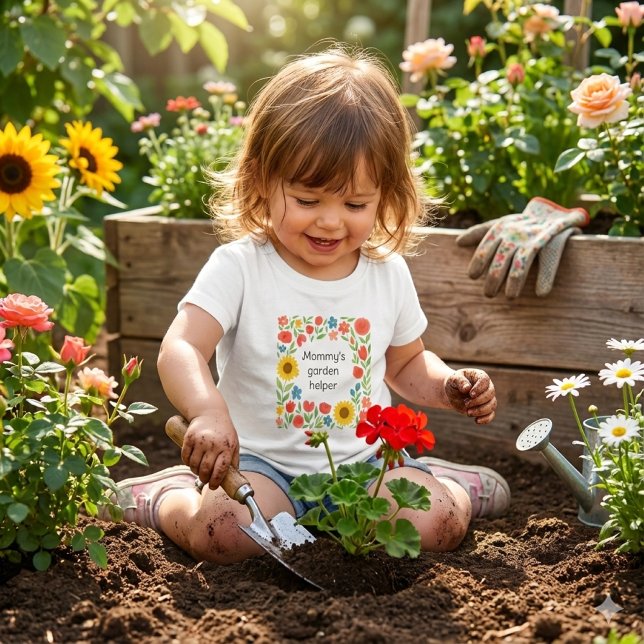 Camiseta De Bebé Cute Mommy's Garden Helper Floral  (Making  happy memories in the garden.  This toddler tee is a adorable)