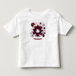 Camiseta De Bebé Cute Monograma Flor Burgundy y Blanca |
