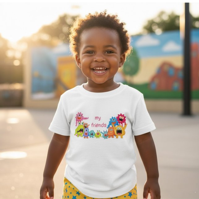 Camiseta De Bebé Cute Monster Group 'Me and My Friends' (Subido por el creador)