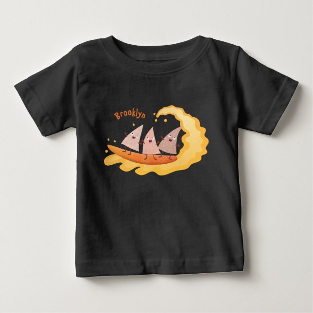 Camiseta De Bebé Cute nachos chips de maíz surf cartoon (Anverso)