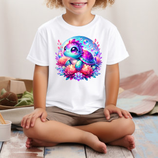 Camiseta De Bebé Cute Neon Baby Sea Turtle Illustration T-Shirt