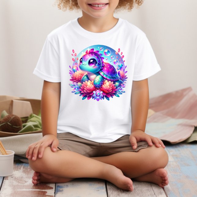 Camiseta De Bebé Cute Neon Baby Sea Turtle Illustration T-Shirt (Subido por el creador)