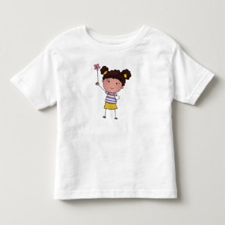 Camiseta De Bebé Cute niña de palo con flor rosa hermosa en acuarel