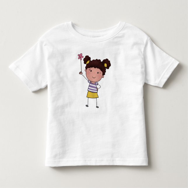 Camiseta De Bebé Cute niña palo acuarela Flor rosa Hermosa (Anverso)