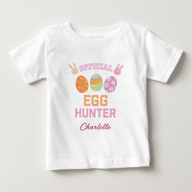 Camiseta De Bebé Cute Official Egg Hunter Easter Kids Name (Anverso)
