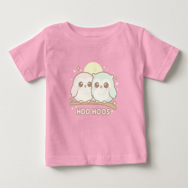 Camiseta De Bebé Cute Owl Baby Shirt – Adorable “Hoo Hoos” (Anverso)