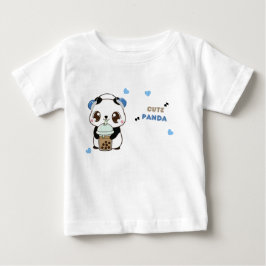 Camiseta De Bebé Cute Panda con Bubble Tea