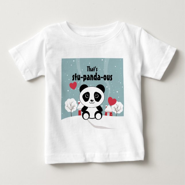 Camiseta De Bebé Cute Panda de Bebé en Nieve Invernal Gris (Anverso)