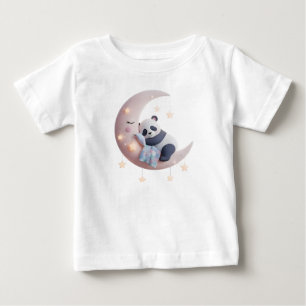 Camiseta De Bebé Cute Panda Durmiendo en Luna Esponjosa