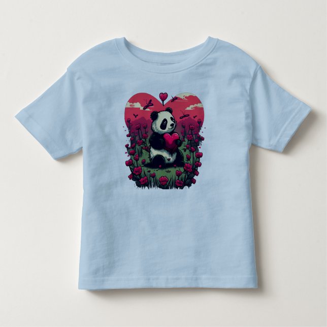 Camiseta De Bebé Cute Panda Holding Heart - Regalo El día de San Va (Anverso)