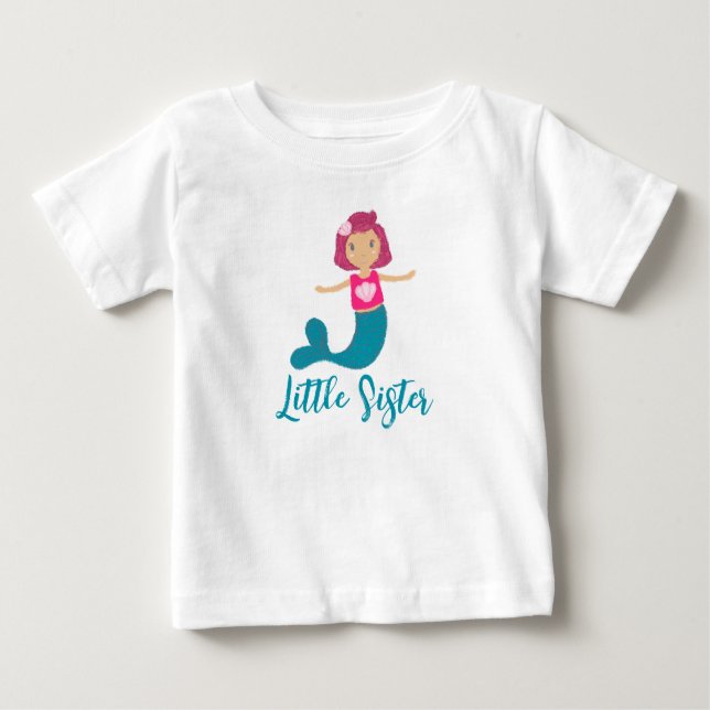 Camiseta De Bebé Cute Pastel Hermanita Sirena Princesa Concha (Anverso)