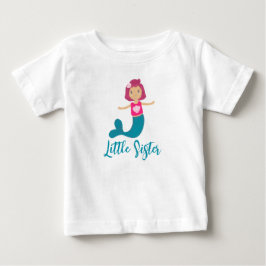 Camiseta De Bebé Cute Pastel Little Sis Seashell Mermaid Princess