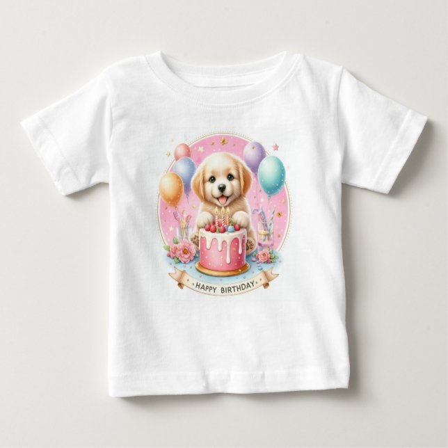 Camiseta De Bebé Cute Pastel Puppy Labrador - Cumpleaños (Anverso)