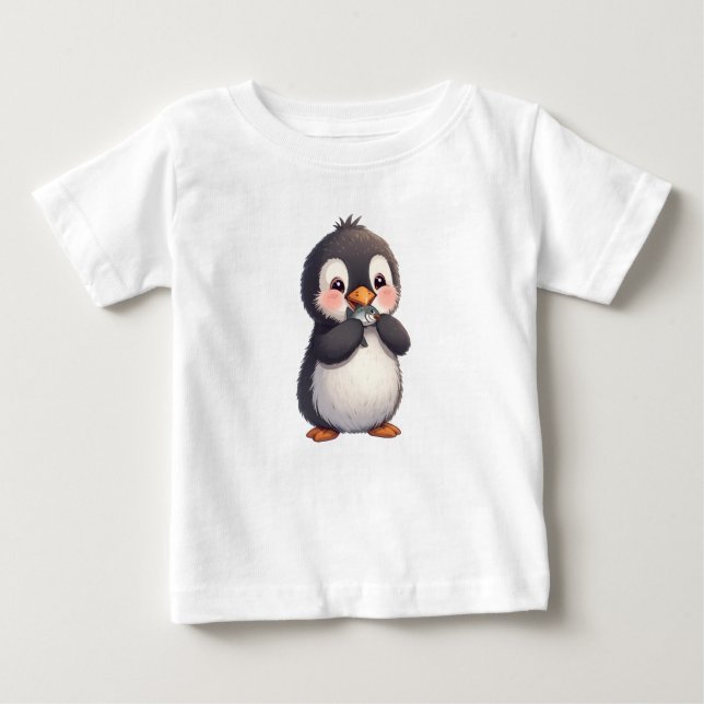 Camiseta De Bebé Cute Penguin with Fish (Anverso)
