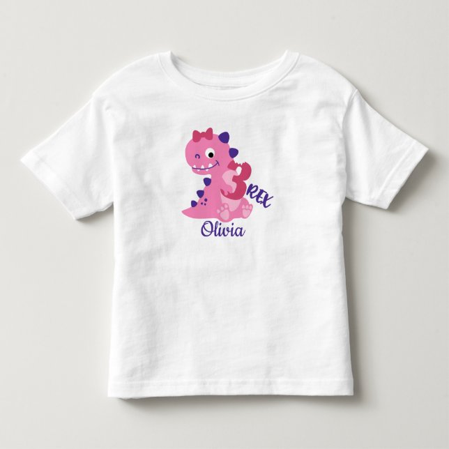 Camiseta De Bebé Cute Personalizado Dinosaurios tercer Chica de cum (Anverso)