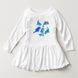 Camiseta De Bebé Cute Personalizado Dolphin Pod Ruffle Vestido
