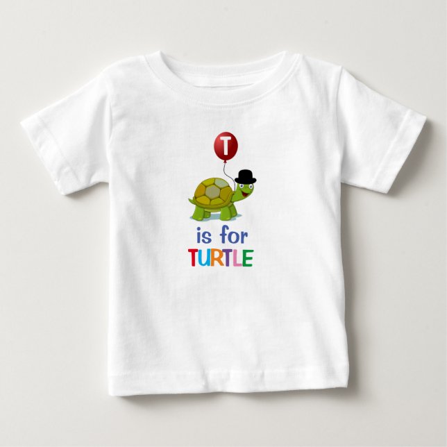 Camiseta De Bebé Cute Personalizado T es para el alfabeto tortuoso (Anverso)
