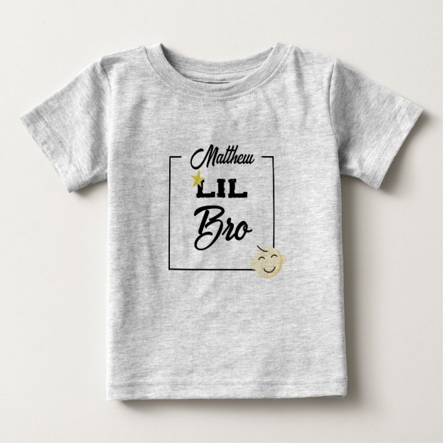 Camiseta De Bebé Cute Personalize Lil baby Bro (Anverso)