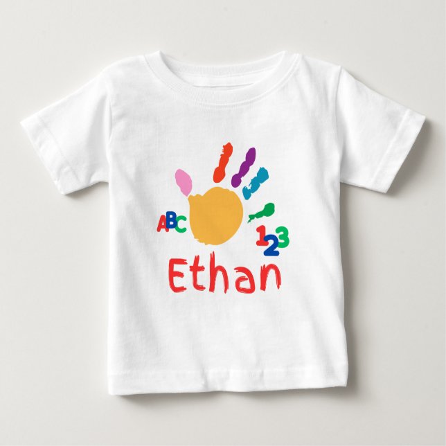 Camiseta De Bebé Cute Personalized Kid's ABC Hand Paint 123 (Anverso)