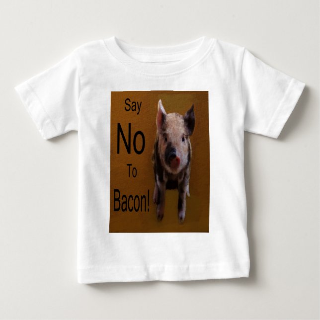 Camiseta De Bebé Cute Piglet "Di No Al Bacon" (Anverso)