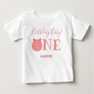 Camiseta De Bebé Cute Piglet Un Nombre Primer Cumpleaños