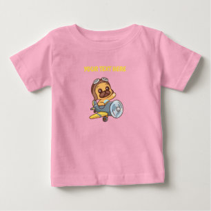 Camiseta De Bebé Cute piloto de avión cachorro Nombre personalizado