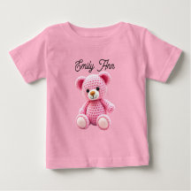 Cute Pink Crocheted Baby Girl's Personalized