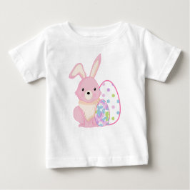 CAMISETA DE BEBÉ CUTE PINK EASTER BUNNY WITH EASTER EGGS