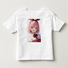Camiseta De Bebé Cute Pink-Haired Anime Girl Illustration