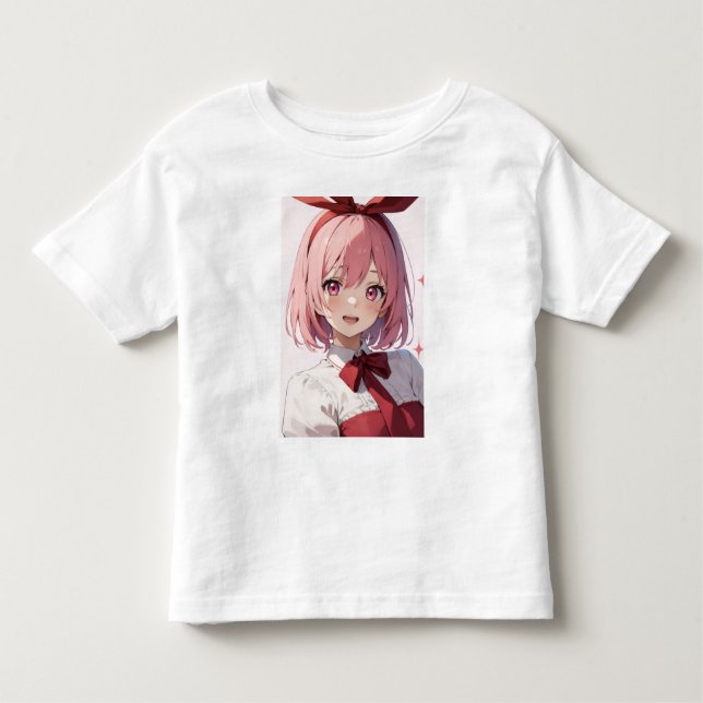 Camiseta De Bebé Cute Pink-Haired Anime Girl Illustration (Anverso)