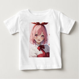 Camiseta De Bebé Cute Pink-Haired Anime Girl Illustration