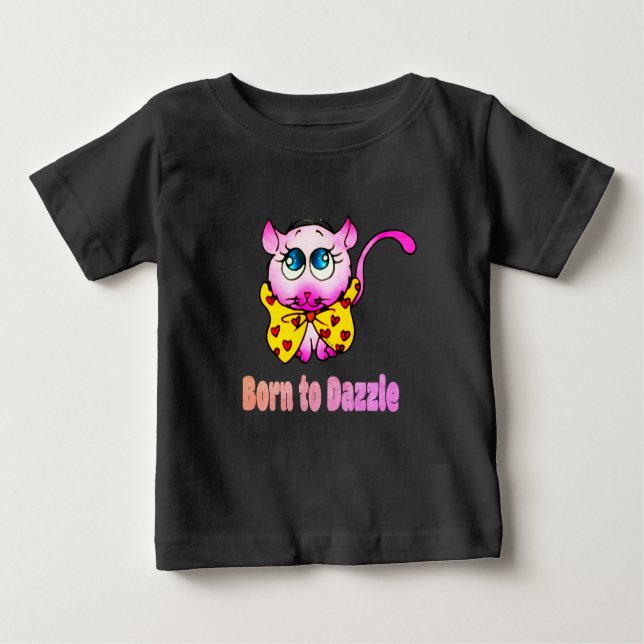 Camiseta De Bebé Cute Pink Kitty - Born to Dazzle Art (Anverso)