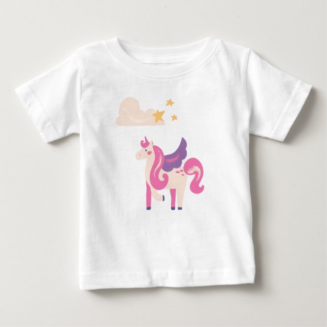 Camiseta De Bebé Cute Pink Unicorn Baby T-Shirt (Anverso)