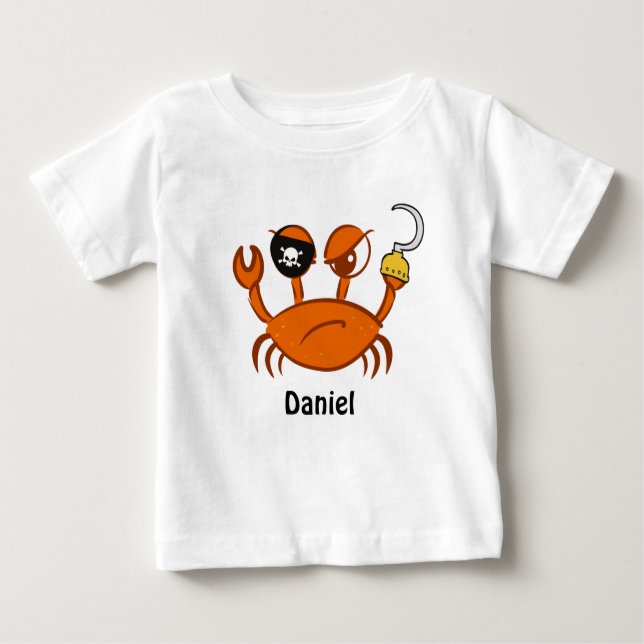 Camiseta De Bebé Cute Pirate Crab Personalizado Regalos De Fiesta D (Anverso)