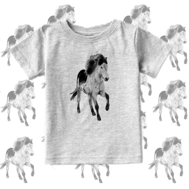 Camiseta De Bebé Cute Pony in motion, black and white  (Subido por el creador)