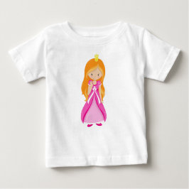 Camiseta De Bebé Cute Princesa, Corona, Cabello Naranja, Vestido Ro
