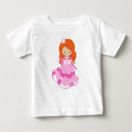 Camiseta De Bebé Cute Princesa, Corona, Vestido Rosa, Cabello Naran