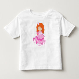 Camiseta De Bebé Cute Princesa, Corona, Vestido Rosa, Cabello Naran
