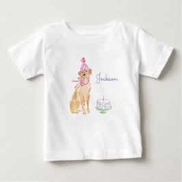 Camiseta De Bebé Cute Puppy Dog Golden Lab Primer Pastel de Cumplea