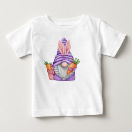 CAMISETA DE BEBÉ CUTE PURPLE EASTER GNOME WITH ORANGE CARROTS