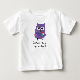 Camiseta De Bebé Cute, purple owl, owlet "First day of school"