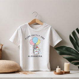 Camiseta De Bebé Cute Purr-fectamente uno: Tema del gato Fiesta de 