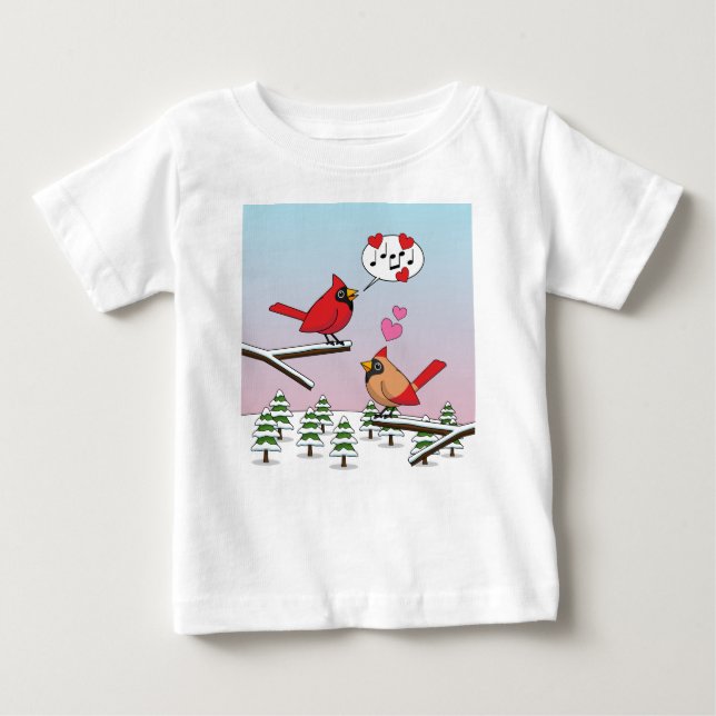Camiseta De Bebé Cute Red Northern Cardinals aman el paisaje invern (Anverso)