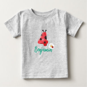 Camiseta De Bebé Cute red Polka dot Ladybug 4Nacimiento fiesta nomb