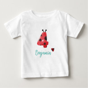 Camiseta De Bebé Cute red Polka dot Ladybug 4Nacimiento fiesta nomb