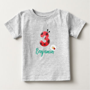 Camiseta De Bebé Cute red Polka dot Ladybug tercer nombre de fiesta